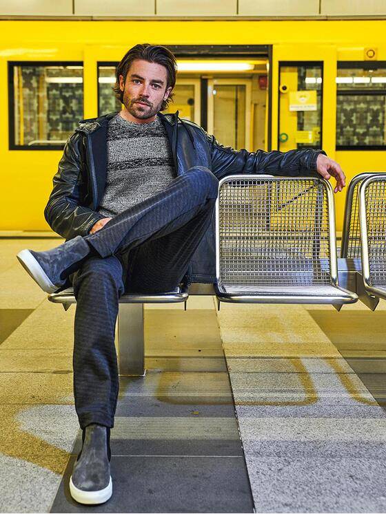 emilio adani Herren Pullover Rundhals Schwarz 31960