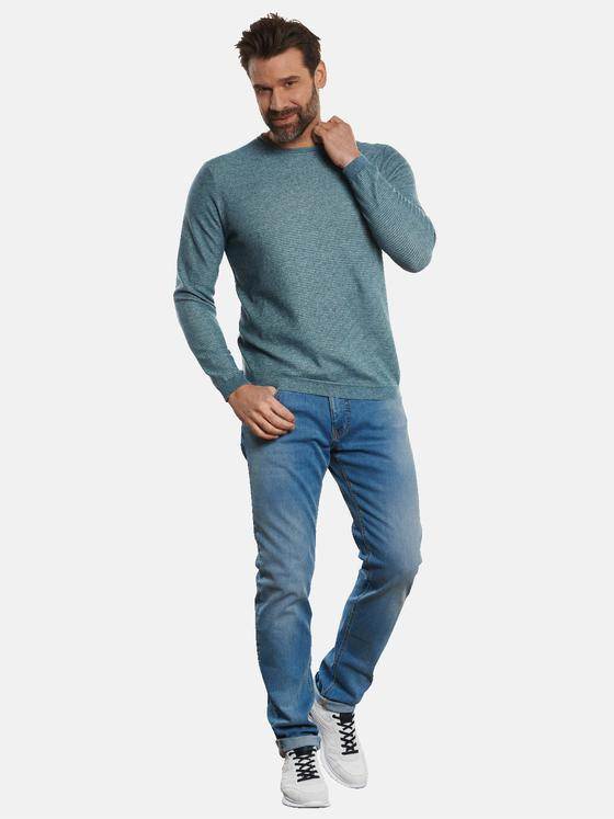 engbers Herren Pullover in zweifarbiger Optik Petrolblau 32807
