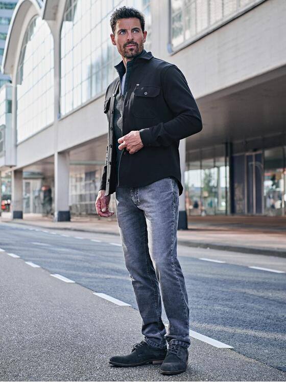 engbers Herren Overshirt slim fit Schwarz 37658