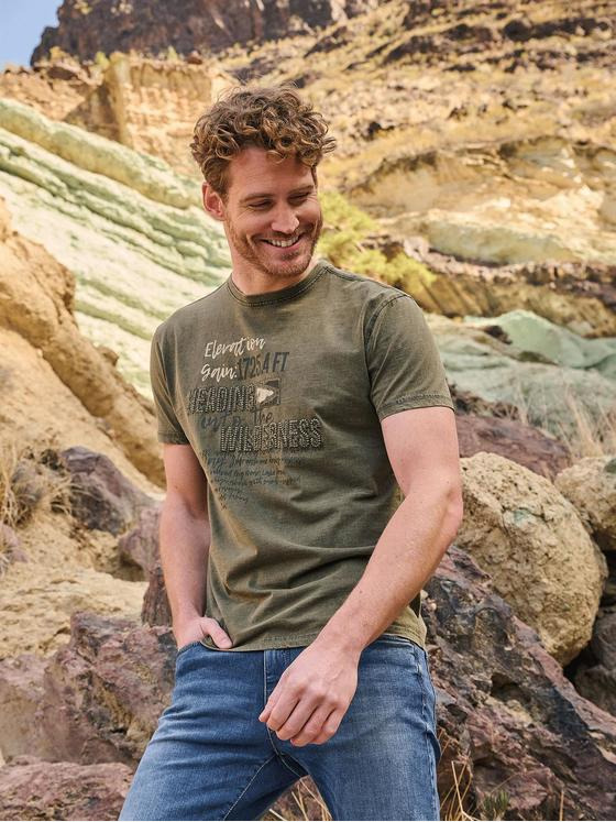 engbers Herren T-Shirt mit Stickerei Khaki 32795