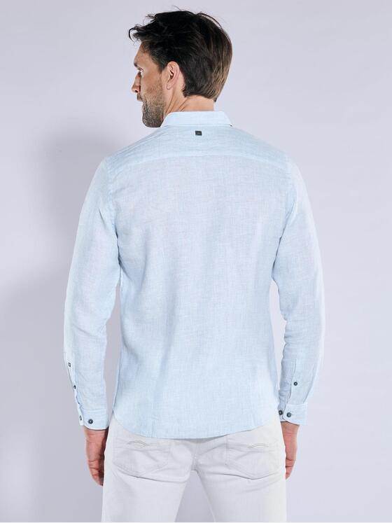 ENGBERS GERMANY Herren Langarm-Hemd aus Leinen Blau 38542