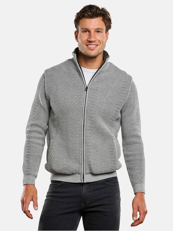 engbers Herren Strickjacke mit Teddykragen Silbergrau 33929
