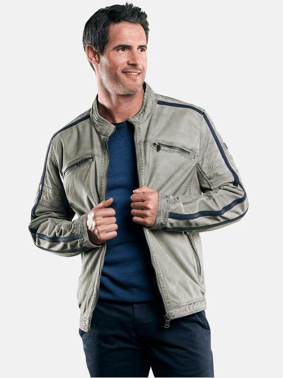 engbers Herren Bikerjacke mit Galonstreifen Silbergrau 29088