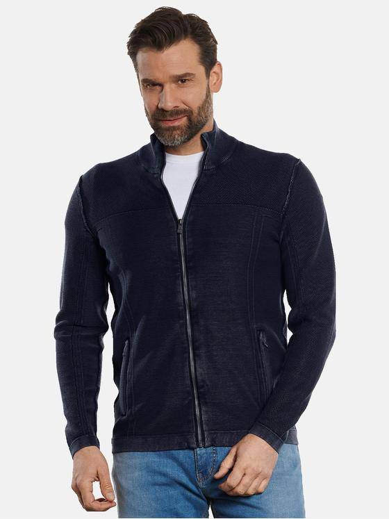 engbers Herren Cardigan mit Strukturwechsel Anthrazit 32694