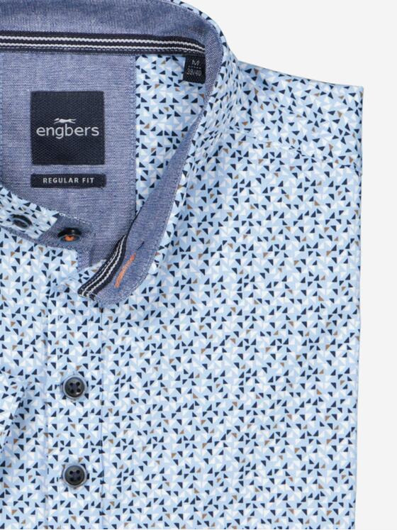 engbers Herren Kurzarm-Hemd gemustert Blau 37017