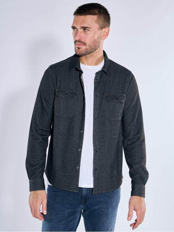 emilio adani Herren Langarm-Shirt mit Polokragen Schwarz 39580