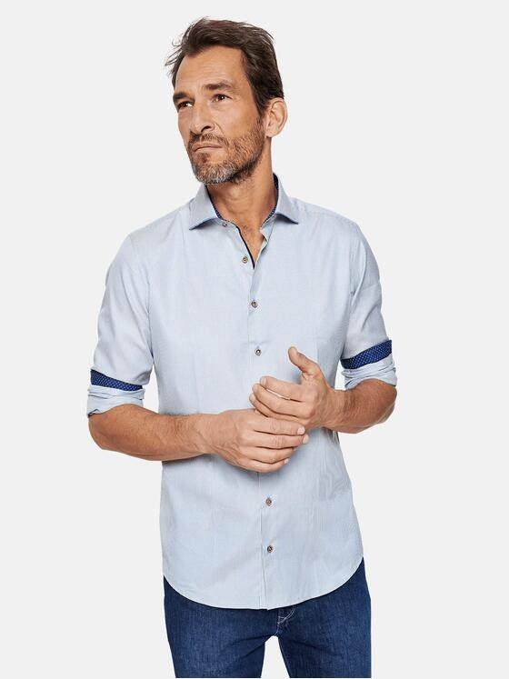 ENGBERS GERMANY Herren Strukturhemd aus Giza Baumwolle Blau 29669
