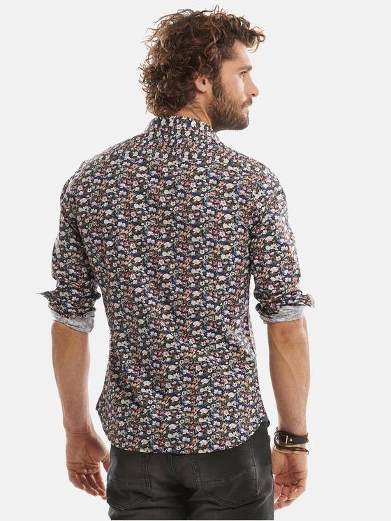 emilio adani Herren Langarmhemd mit floralem All-Over-Print Grün 30952