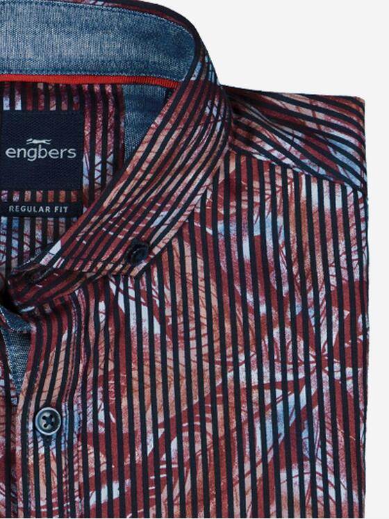 engbers Herren Langarm-Hemd gemustert Rot 38012