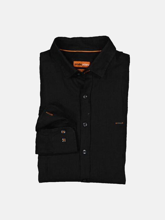 emilio adani Herren Hemd uni Schwarz 36604