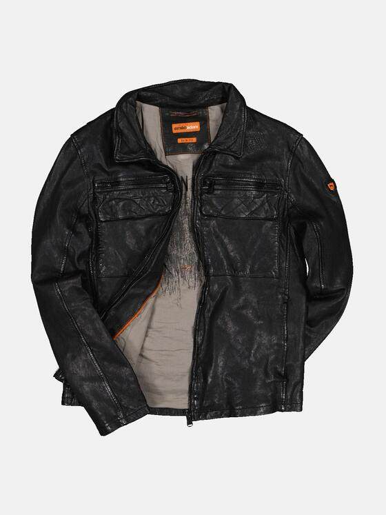 emilio adani Herren Lederjacke Schwarz 32414
