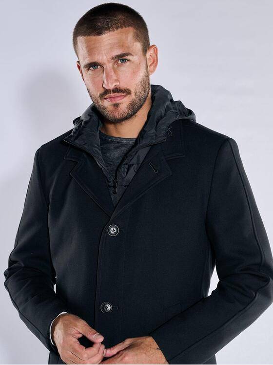 emilio adani Herren Mantel mit einem abnehmbaren Inlet Schwarz 37576
