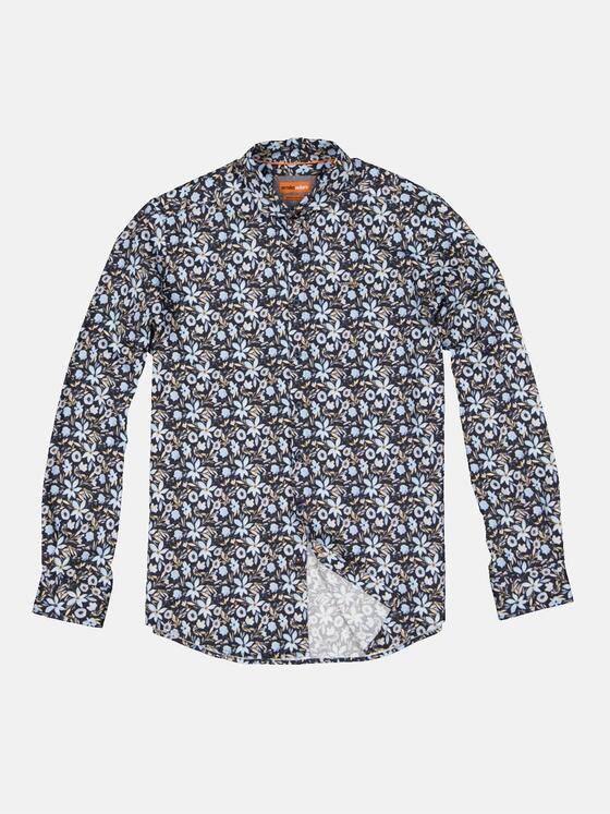 emilio adani Herren Langarm-Hemd gemustert Blau 33651