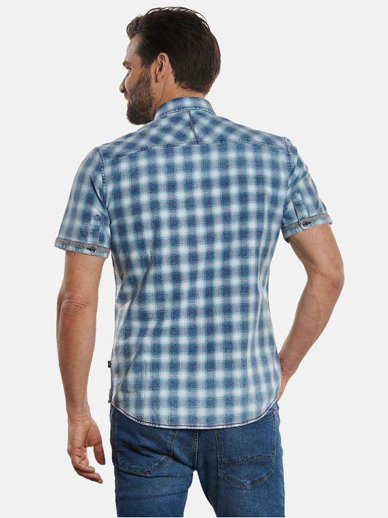 engbers Herren Hemd kariert Blautuerkis 32286