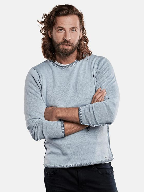 emilio adani Herren sportiver Pullover in dezenter Zweifarbigkeit Blau 28942