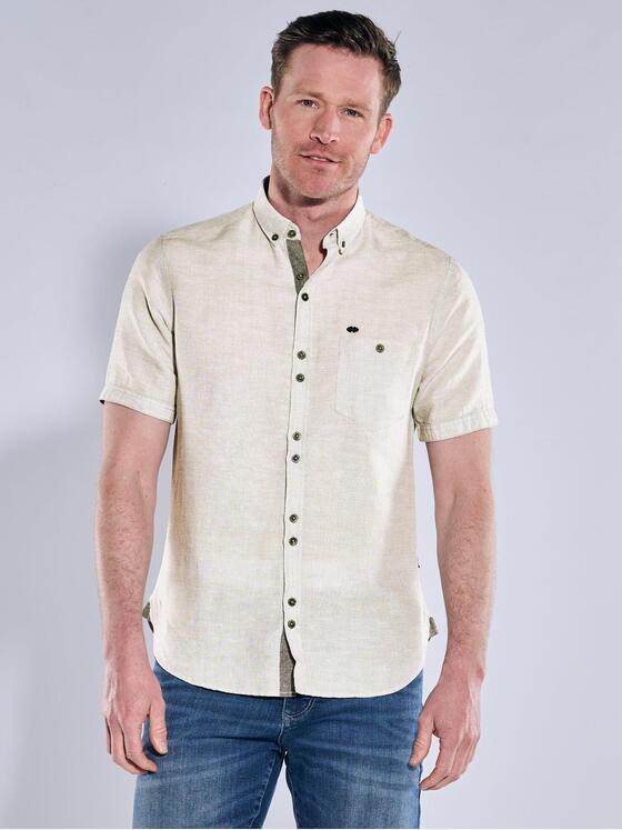 engbers Herren Kurzarm-Hemd mit Leinenanteil Beige 38380