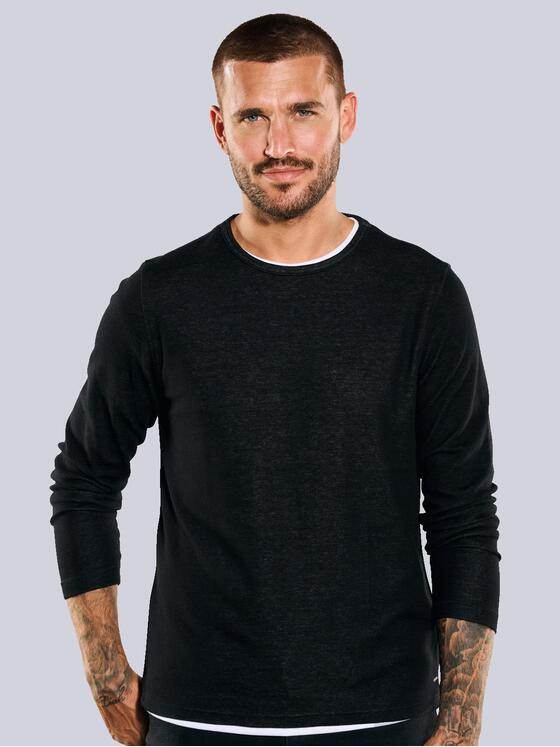 emilio adani Herren Pullover uni Schwarz 35621