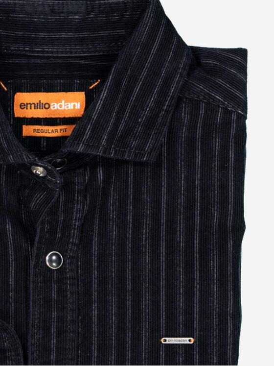 emilio adani Herren Langarm-Hemd gestreift Schwarz 37633