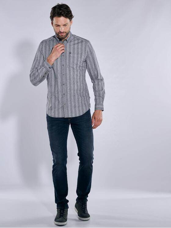 engbers Herren Langarm-Hemd gestreift Schwarz 38110