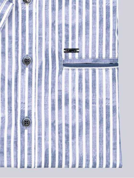 engbers Herren Kurzarm-Hemd gestreift Saphirblau 38954