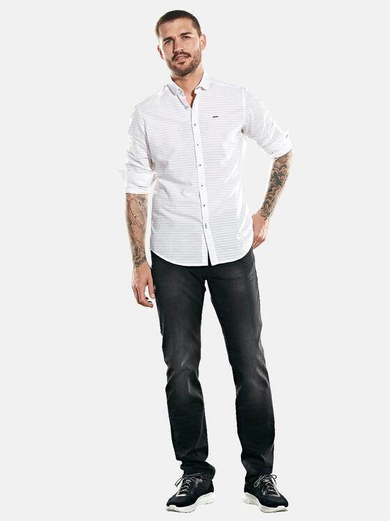 emilio adani Herren Langarm-Hemd-uni Weiß 31762