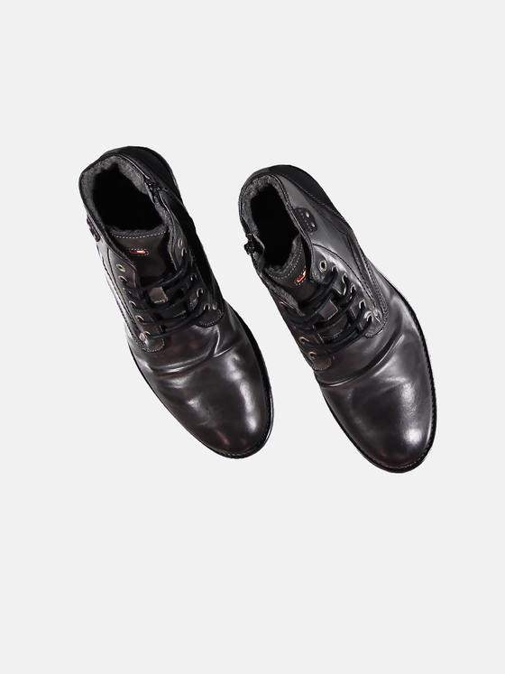 emilio adani Herren Detailreiche Lederboots Grau 30140
