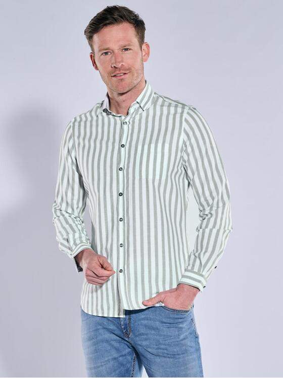 ENGBERS GERMANY Herren Langarm-Hemd mit Leinenanteil Hellgruen 38546