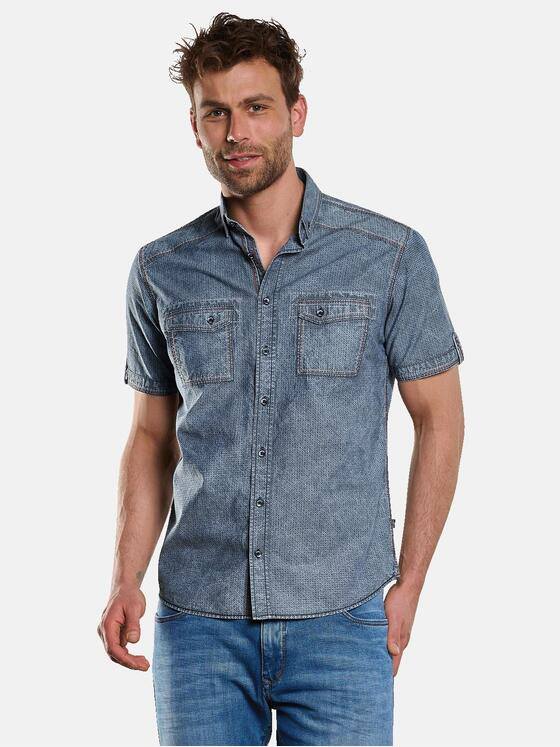 engbers Herren Kurrzarm-Hemd gemustert Petrolblau 33257