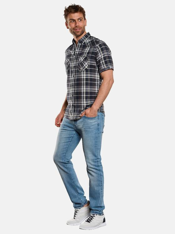 engbers Herren Kurzarm-Hemd kariert Marineblau 33072