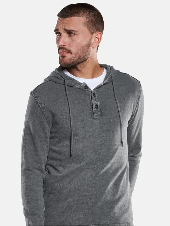 emilio adani Herren Langarm-Shirt mit Kapuze Grau 33351