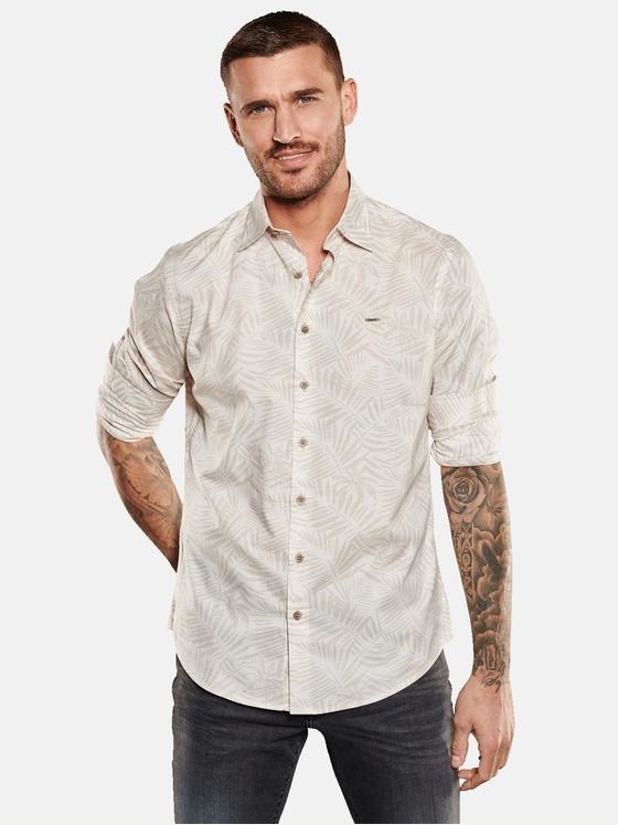 emilio adani Herren Langarm-Hemd gemustert Beige 35117