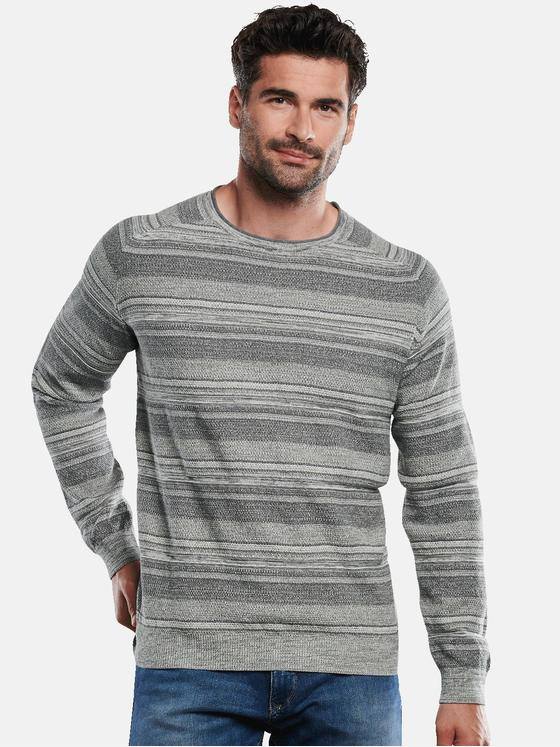 engbers Herren Pullover gestreift Silbergrau 31871