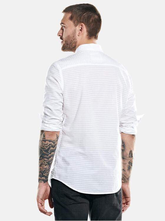 emilio adani Herren Langarm-Hemd-uni Weiß 31762