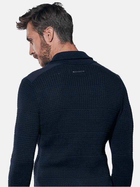 emilio adani Herren Modischer Schalkragenpullover Blau 30848