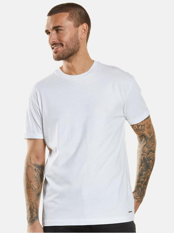 emilio adani Herren T-Shirt uni Weiß 34549