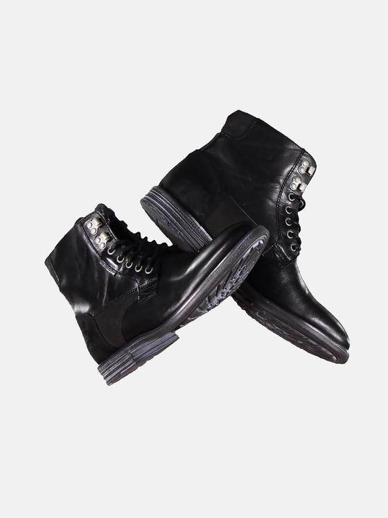 emilio adani Herren Angesagte Lederboots Schwarz 30141