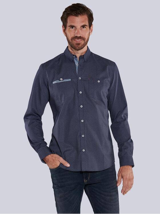 engbers Herren Langarm-Hemd gemustert Blau 36165