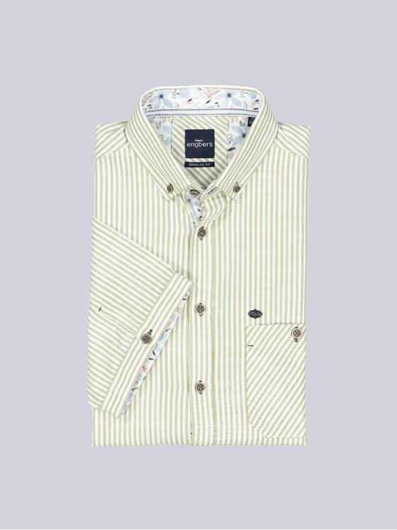 engbers Herren Kurzarm-Hemd gestreift Khaki 38891