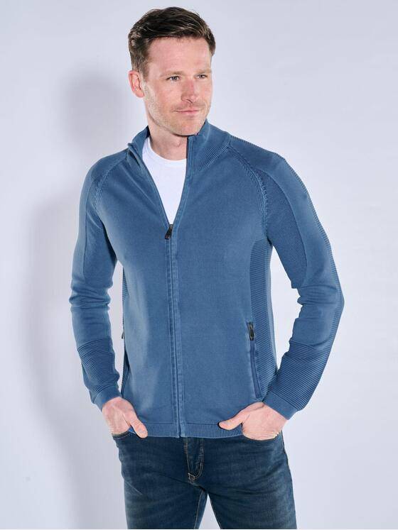 engbers Herren Cardigan mit Troyerkragen Mittelblau 38533