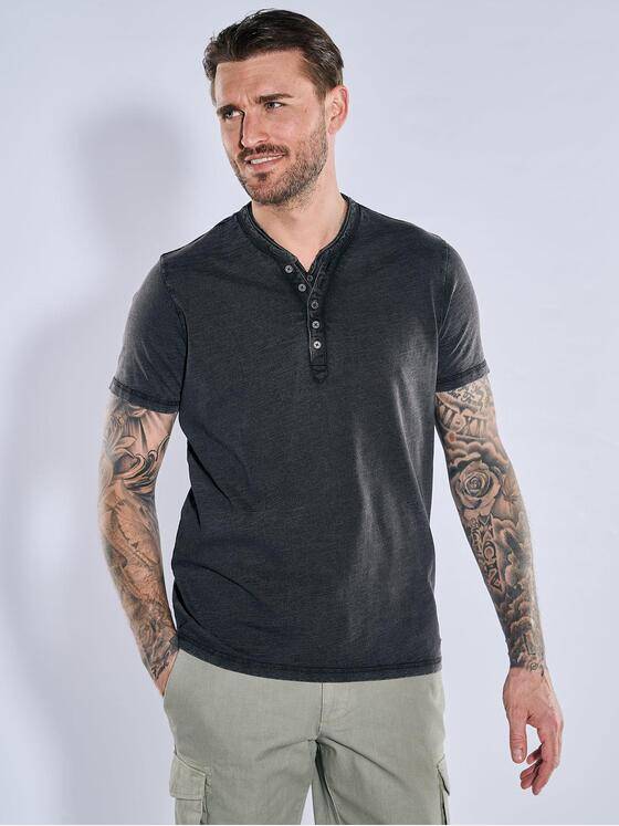 emilio adani Herren Henley-Shirt uni Grau 38961