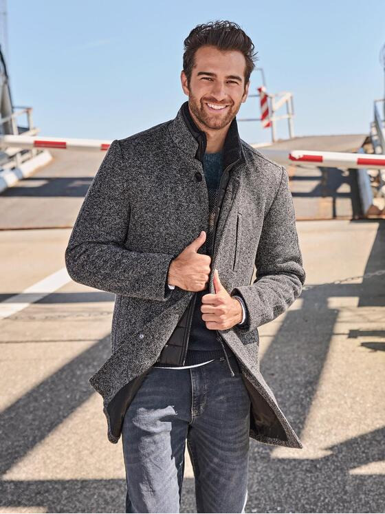 engbers Herren Mantel mit heraustrennbarem Inlet Kieselgrau 33592