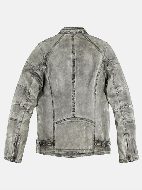 emilio adani Herren Lederjacke mit gebrauchter Warenoberfläche Grau 29143