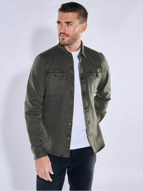 emilio adani Herren Overshirt slim fit Grün 38258