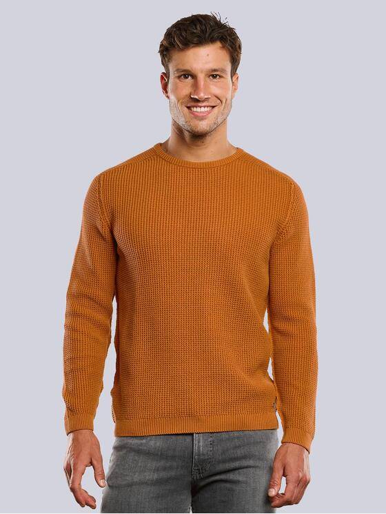 engbers Herren Pullover strukturiert Dunkelorange 33712