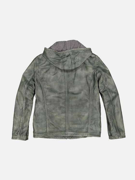 engbers Herren Lederjacke mit abnehmbarer Kapuze Grün 34494