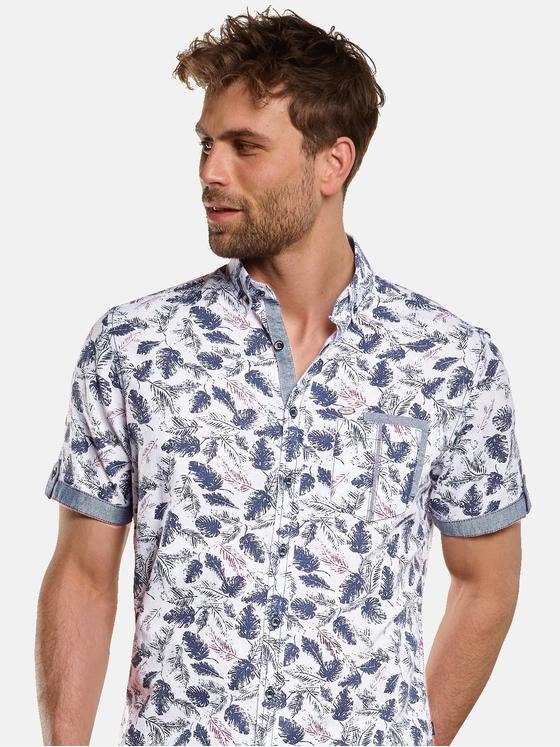 engbers Herren Kurzarm-Hemd mit All-Over-Print Marineblau 33246