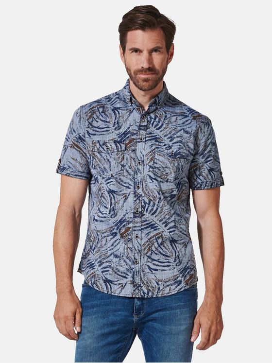 engbers Herren Kurzarm-Hemd gemustert Blau 35334