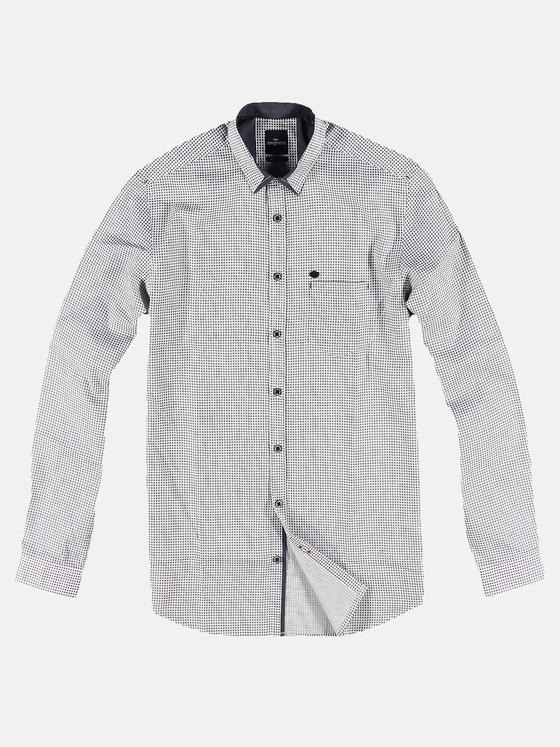 engbers Herren Langarmhemd mit dezenter All-Over-Stickerei Saphirblau 30996