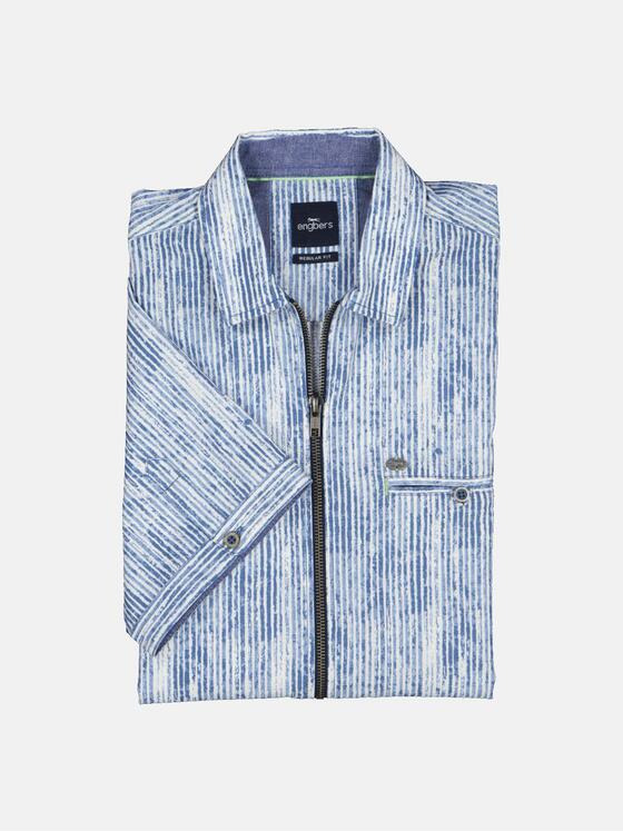 engbers Herren Kurzarm-Hemd gestreift Blau 36859