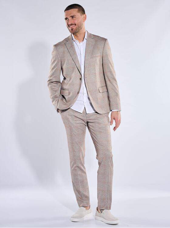 emilio adani Herren Anzughose mit dezentem Karo Beige 40363
